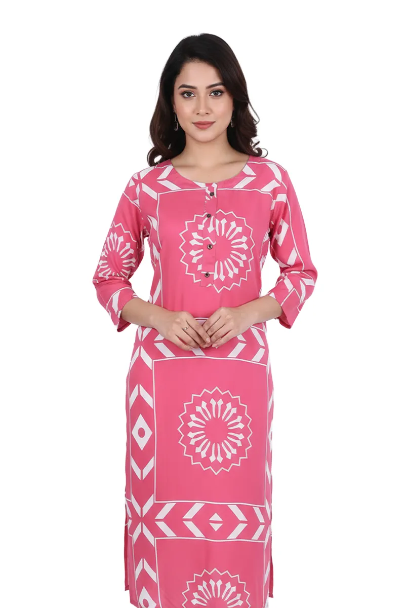 Rayon Printed Kurti for Women 