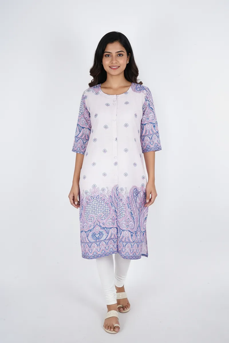 Rayon Paisley Printed Kurti for Women CLW00289PINXL