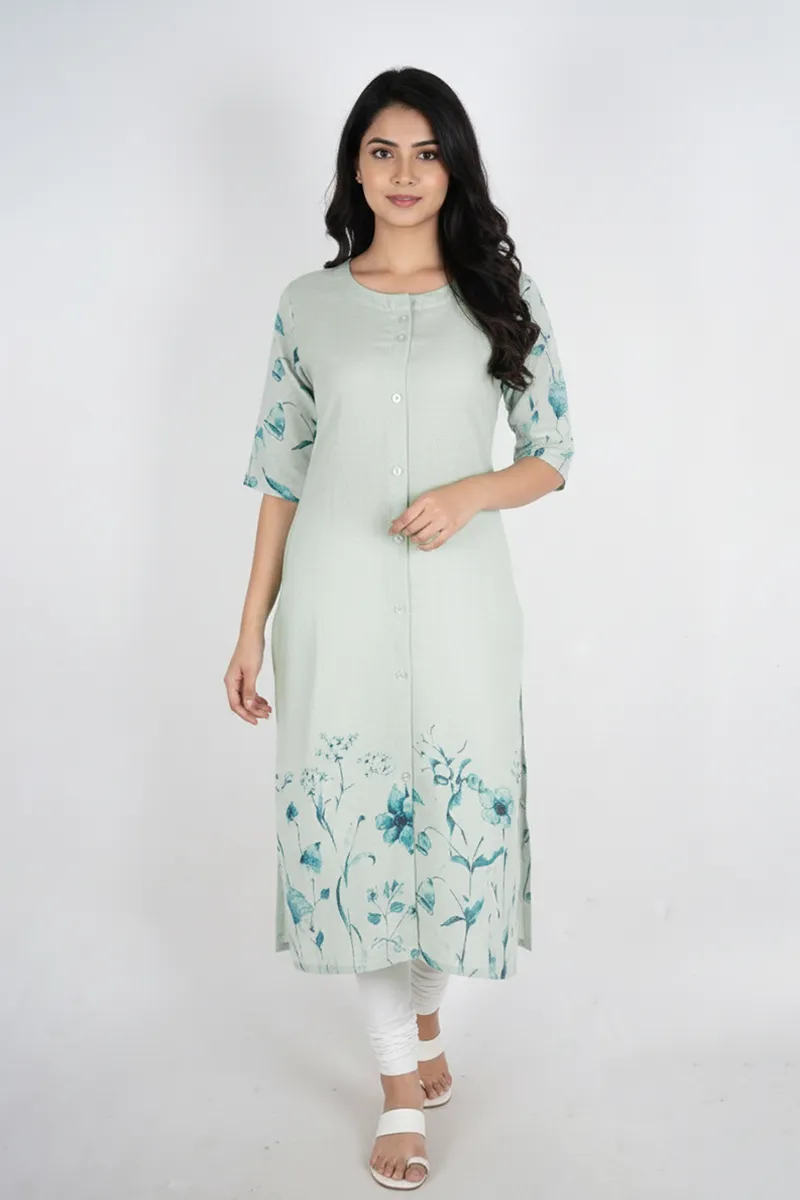 Rayon Floral Printed Kurti for Women CLW00290GREL