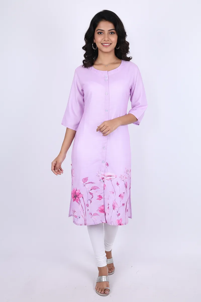Rayon Floral Printed Kurti for Women CLW00290PINXL
