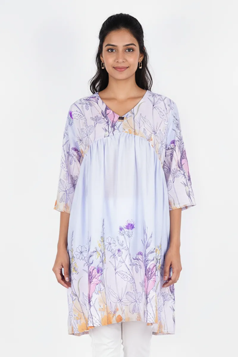 Rayon Floral Printed Tunic Top for Women 