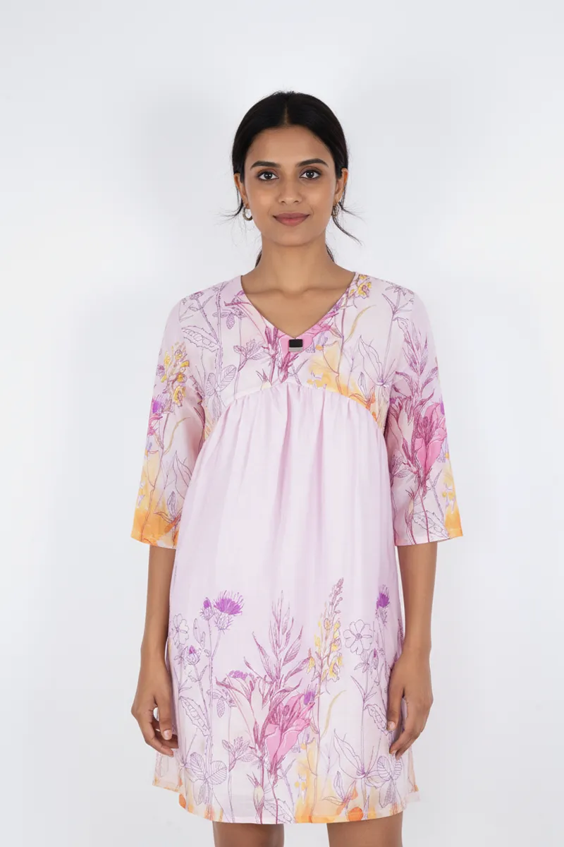Rayon Floral Printed Tunic Top for Women CLW00293PINXL