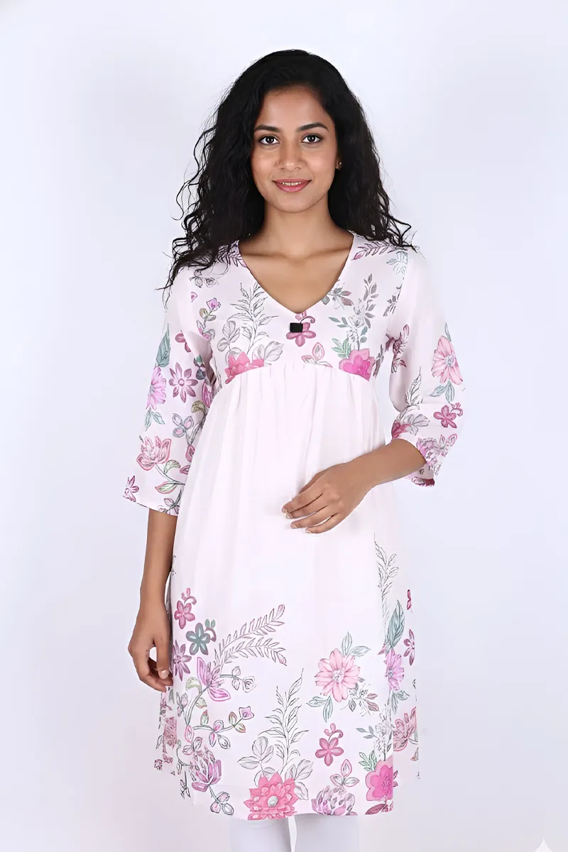 Rayon Floral Printed Tunic Top for Women CLW00294LIGORGL