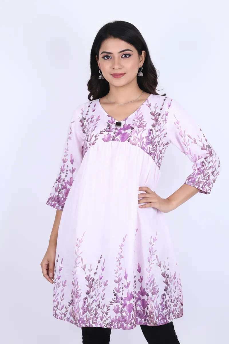 Rayon Botanical Printed Tunic Top for Women CLW00295PINXL