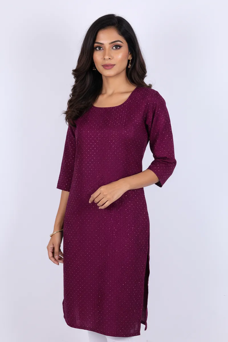 Vichitra Silk Embellished Kurti for Women CLW00300PURXXL