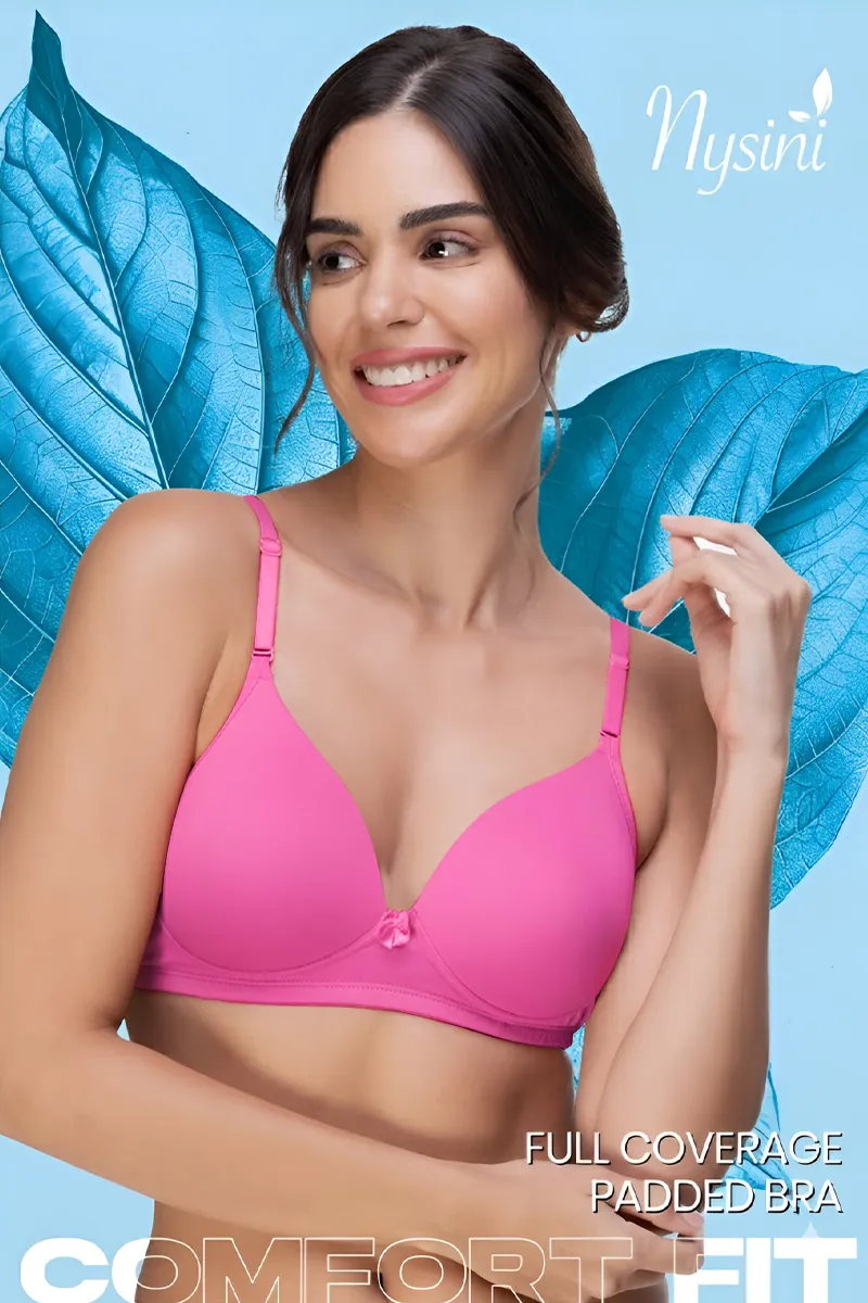 Nysini Cotton Solid Full Coverage Padded Bra for Women CLW00382MAG30B