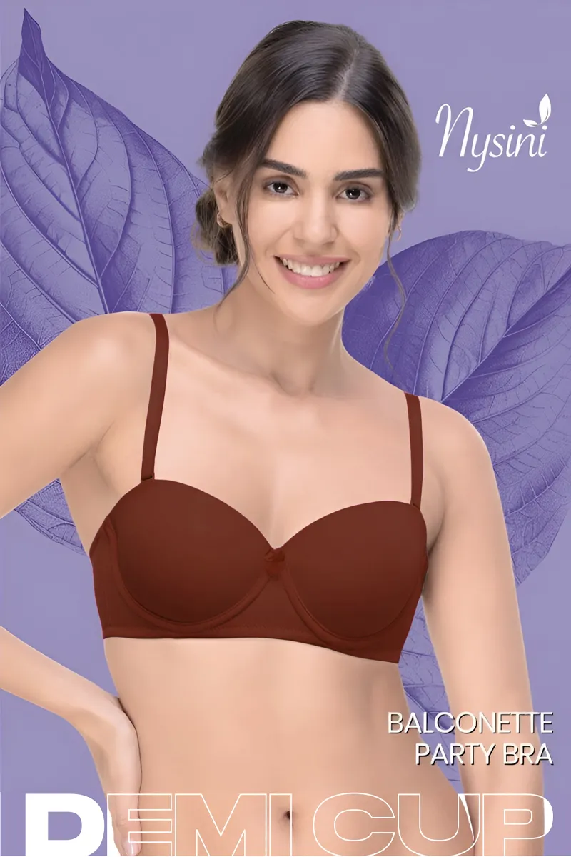 Nysini Cotton Balconette Demi Coverage Padded Bra for Women CLW00383COF32B