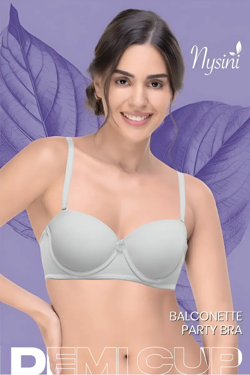 Nysini Cotton Balconette Demi Coverage Padded Bra for Women 