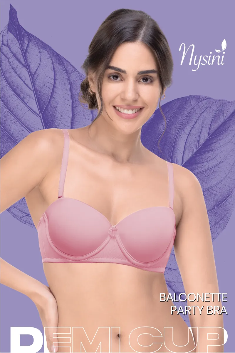 Nysini Cotton Balconette Demi Coverage Padded Bra for Women CLW00383MISPIN40C