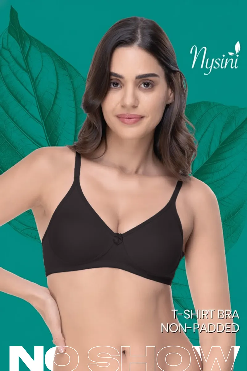 Nysini Cotton Solid Non- Padded T-Shirt Bra for WomenCLW00384BLA44D