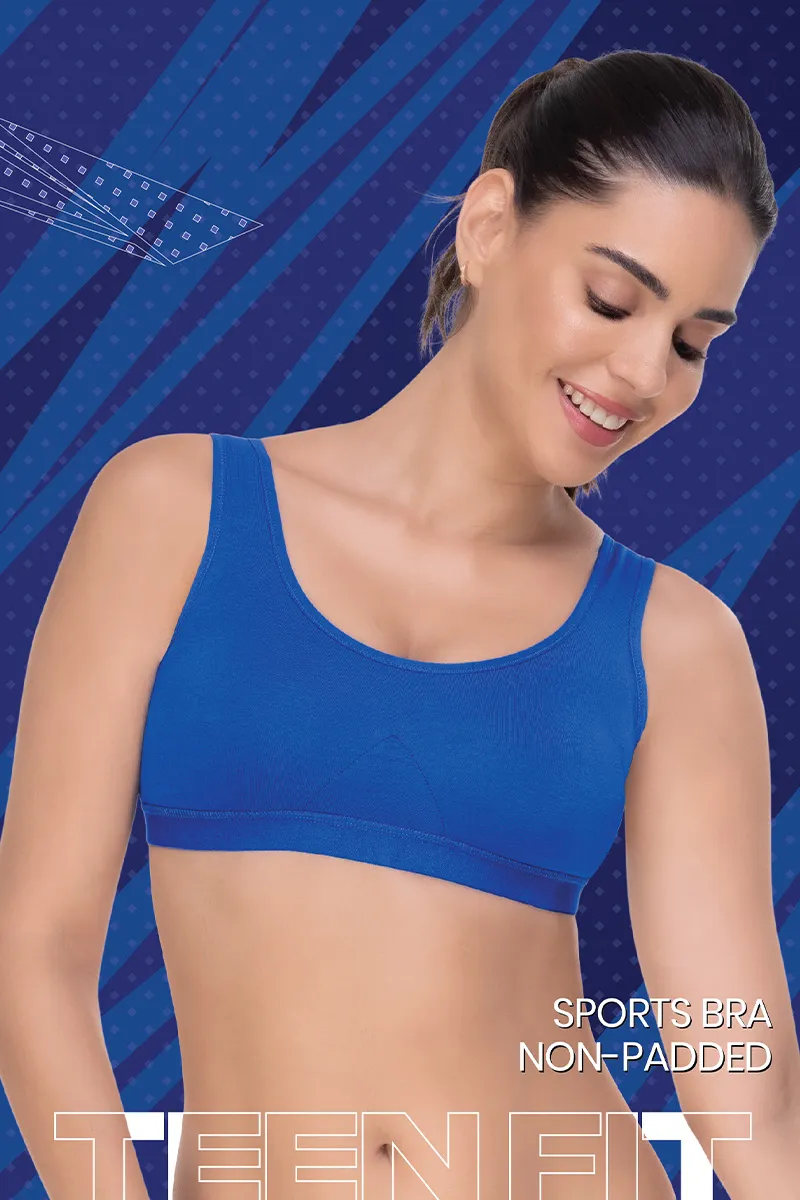 Nysini Cotton Solid Non- Padded Sports Bra for Women CLW00385ROYBLUXL