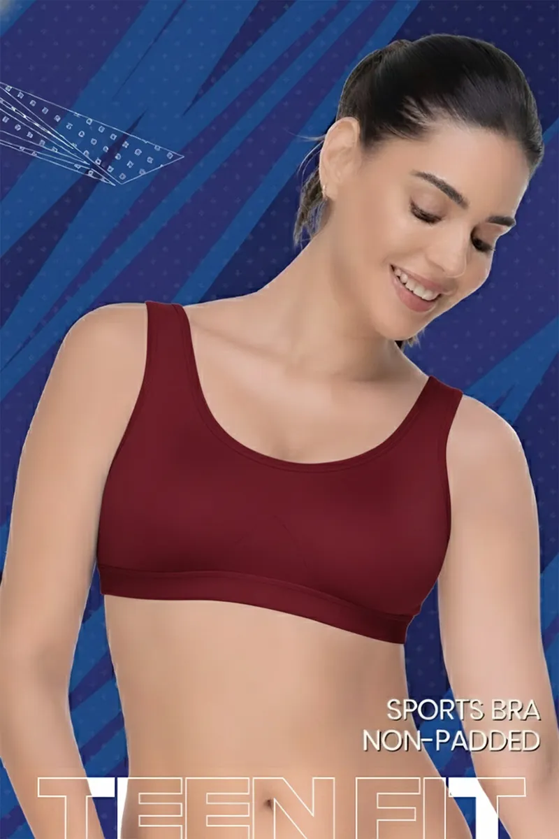 Nysini Cotton Solid Non- Padded Sports Bra for Women CLW00385WINXL