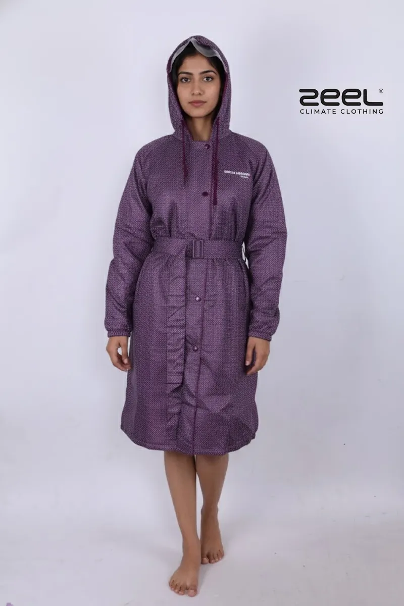 PVC Waterproof Printed Raincoat for Women CLW00386PURL