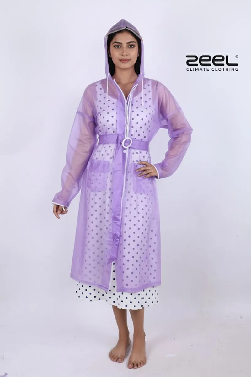 PVC Waterproof Transparent Solid Raincoat for Women CLW00389LAV48