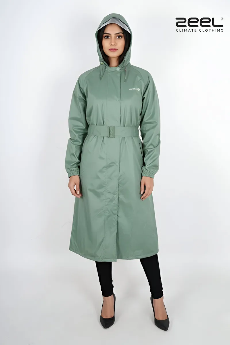 PVC Waterproof Solid Rain Jacket for Women CLW00390GRE48