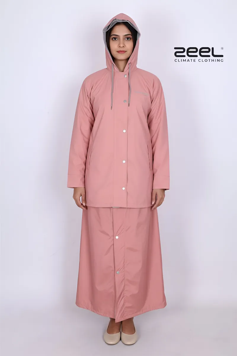 Poly PVC Waterproof Solid Rain Suit for Women - 2 Pcs Set CLW00391PEAXXL