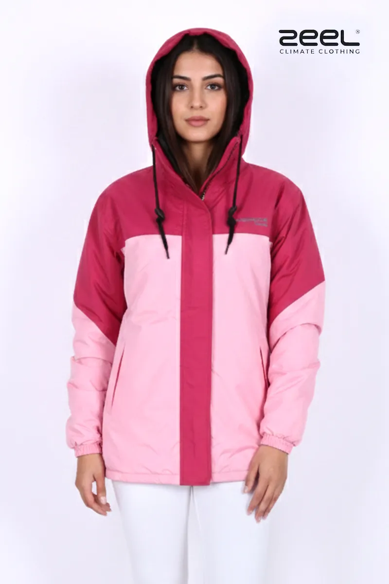 Poly PVC Waterproof Solid Rain Jacket for Women CLW00392PINXL