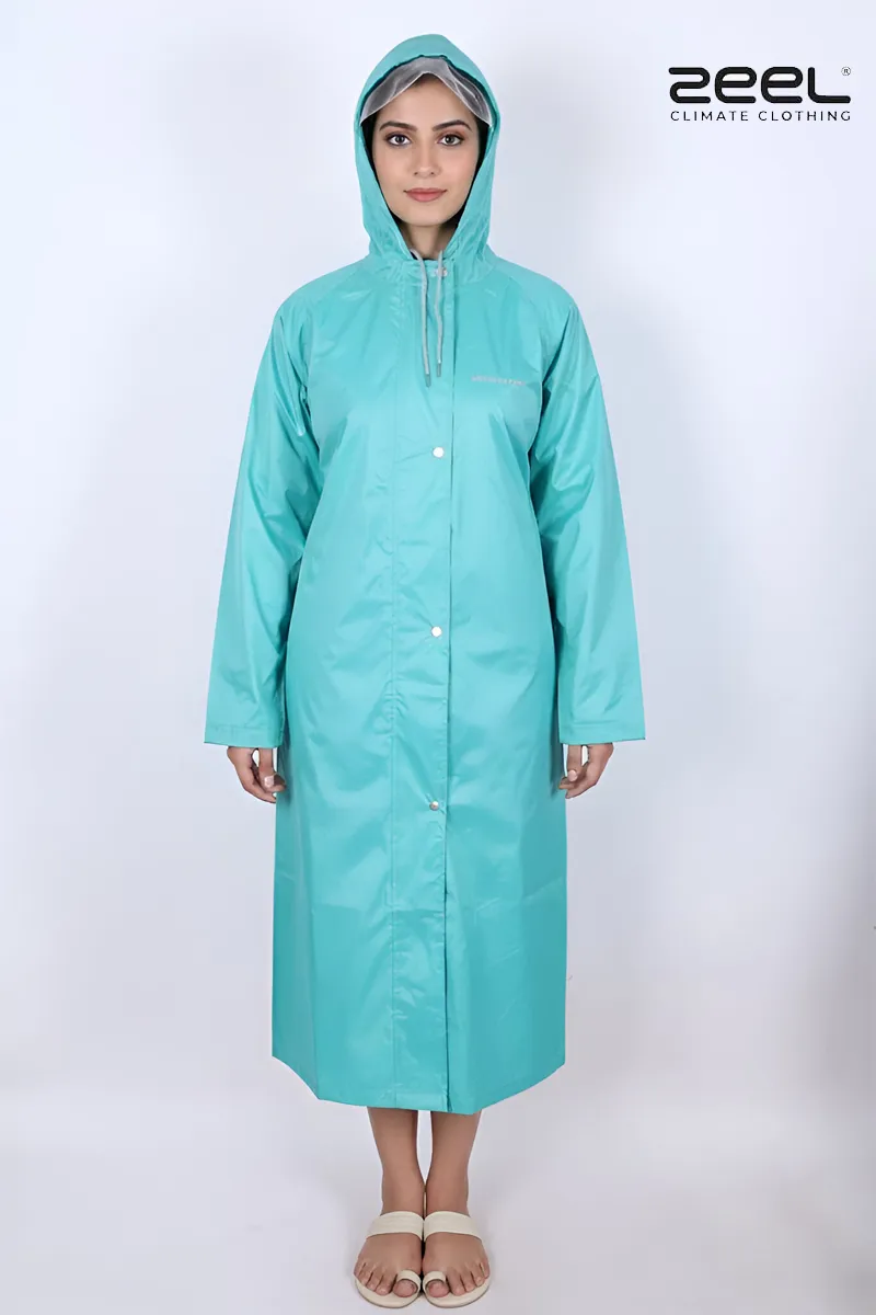 Poly PVC Waterproof Solid Rain Jacket for Women