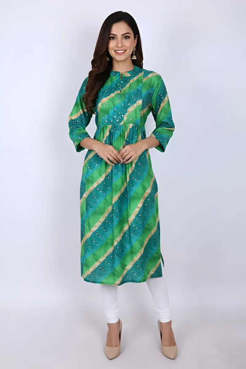 Polycotton A-line Printed Kurti for Women 