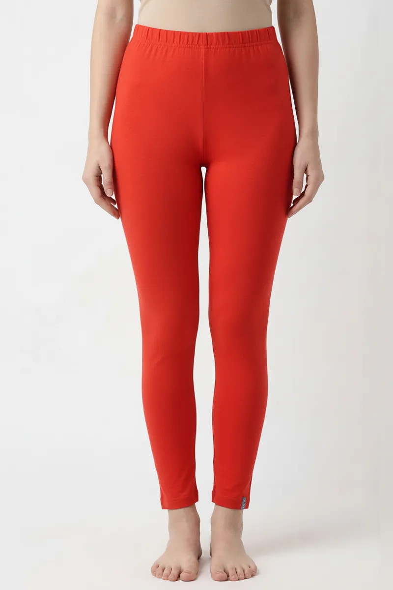 Cotton Lycra Stretchable Ankle Length Leggings for Women CLW00451REDXXL
