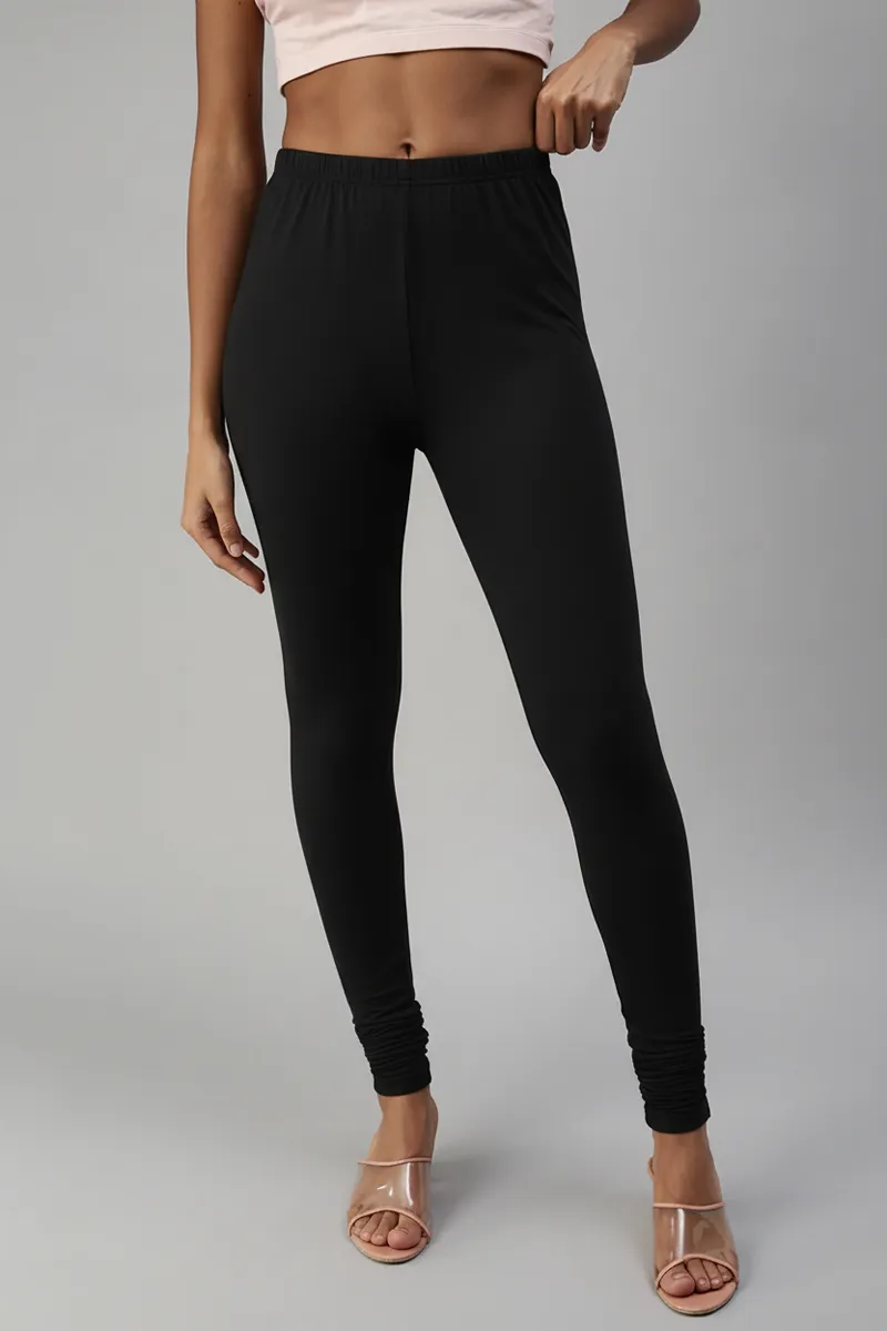 Cotton Lycra Stretchable Churidar Leggings for Women CLW00452BLAXL