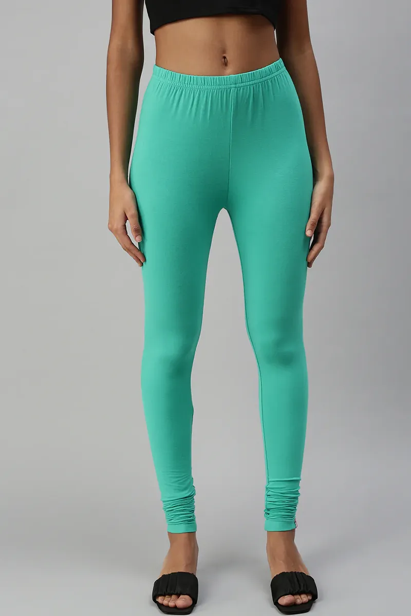 Cotton Lycra Stretchable Churidar Leggings for Women CLW00452GREXXL