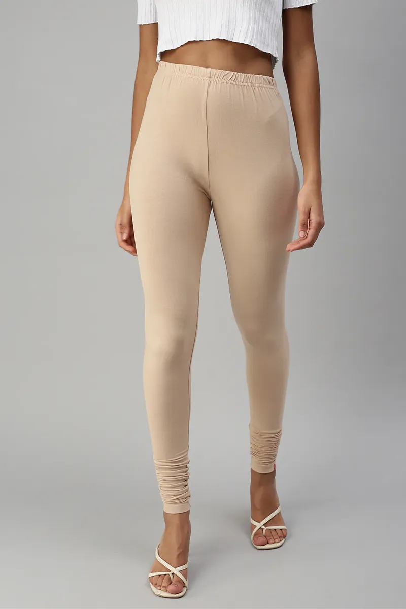 Cotton Lycra Stretchable Churidar Leggings for Women CLW00452SANXL