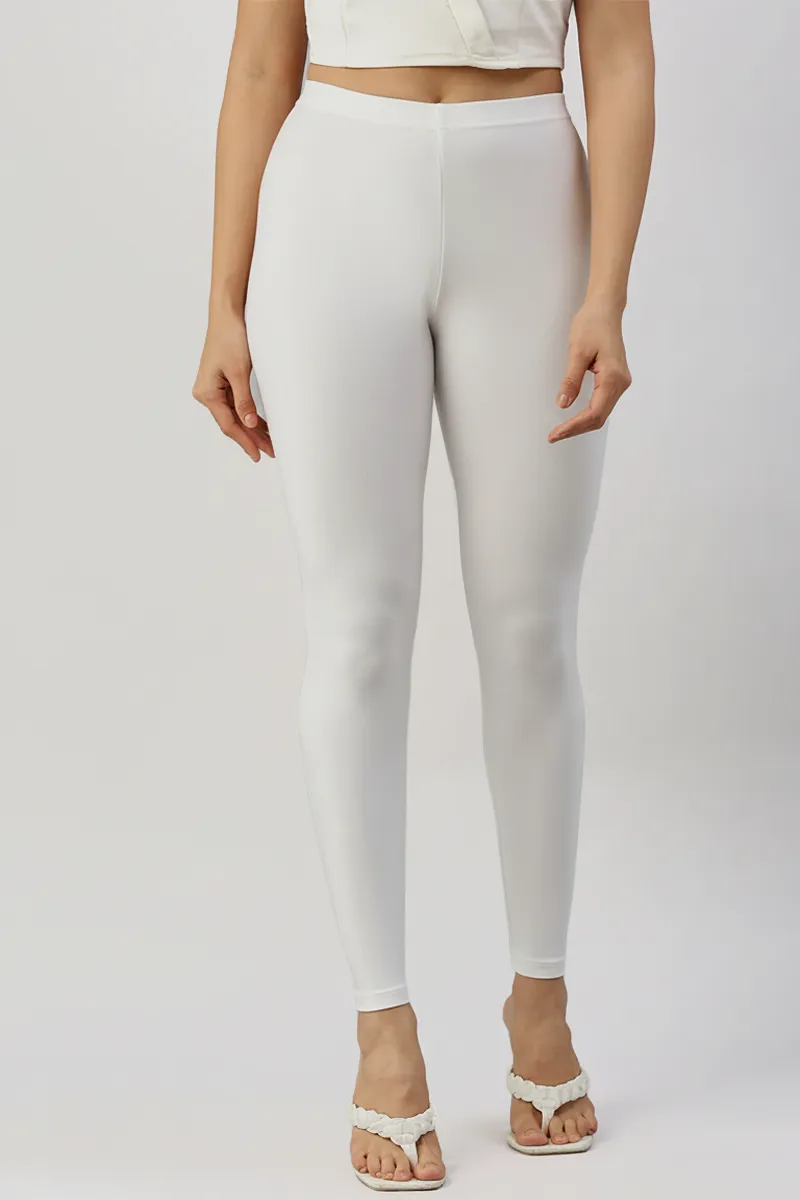 Nylon Ankle Length Shimmer Leggings for Women CLW00454OFFWHIL