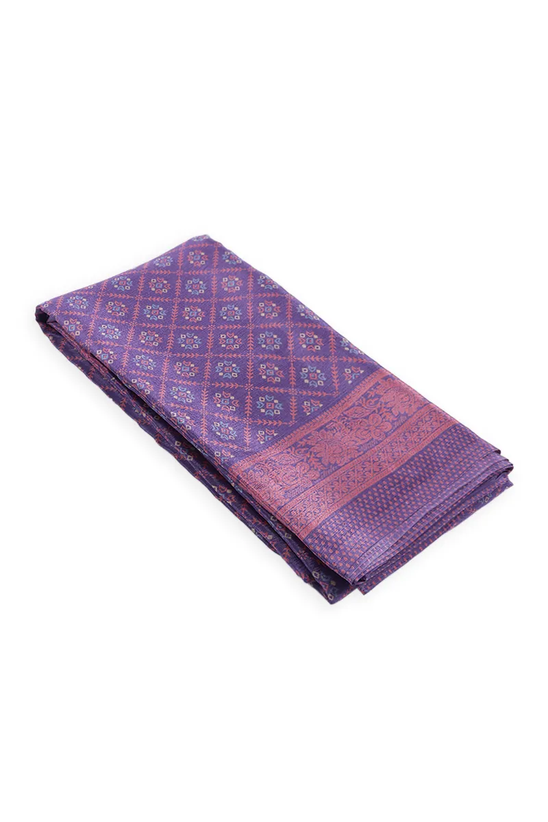 Synthetic Printed Saree with Unstitched Blouse for Women CLW00489PURFRESIZ