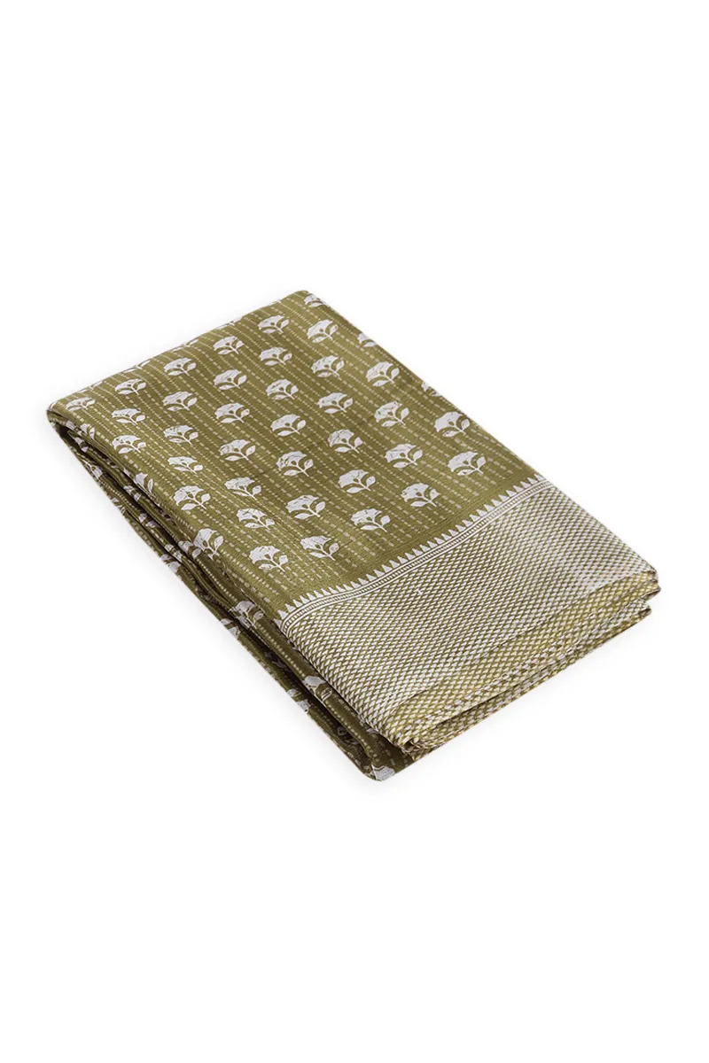 Synthetic Printed Saree with Unstitched Blouse for Women 