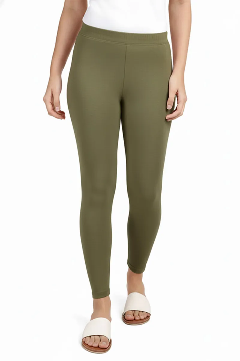 Cotton Stretchable Ankle Length Leggings for Women CLW00521OLIXL