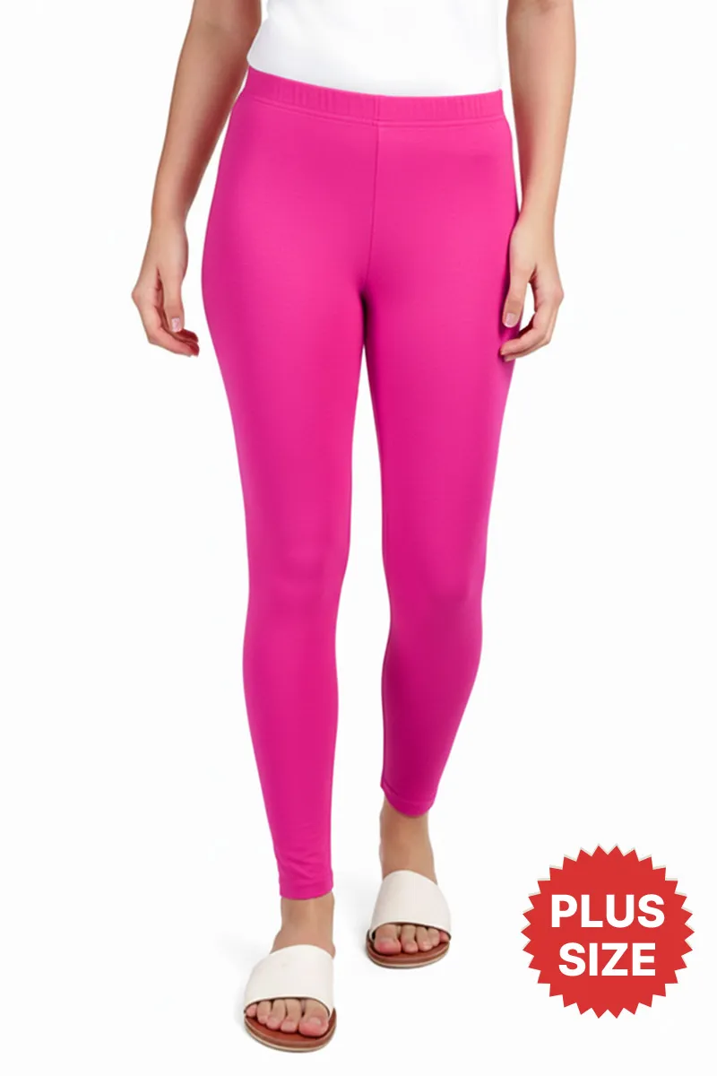 Cotton Stretchable Ankle Length Leggings for Women CLW00521RANPINXXL