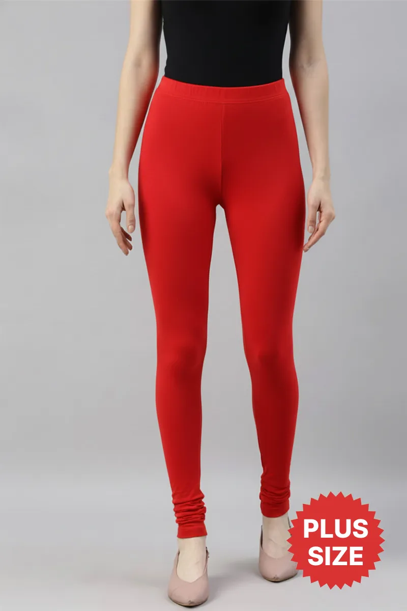Cotton Stretchable Churidar Leggings for Women CLW00522REDXXL