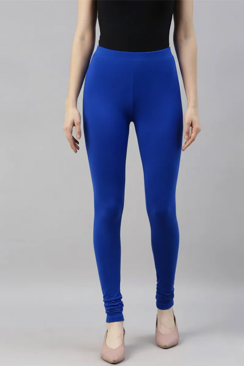 Cotton Stretchable Churidar Leggings for Women CLW00522ROYBLUL