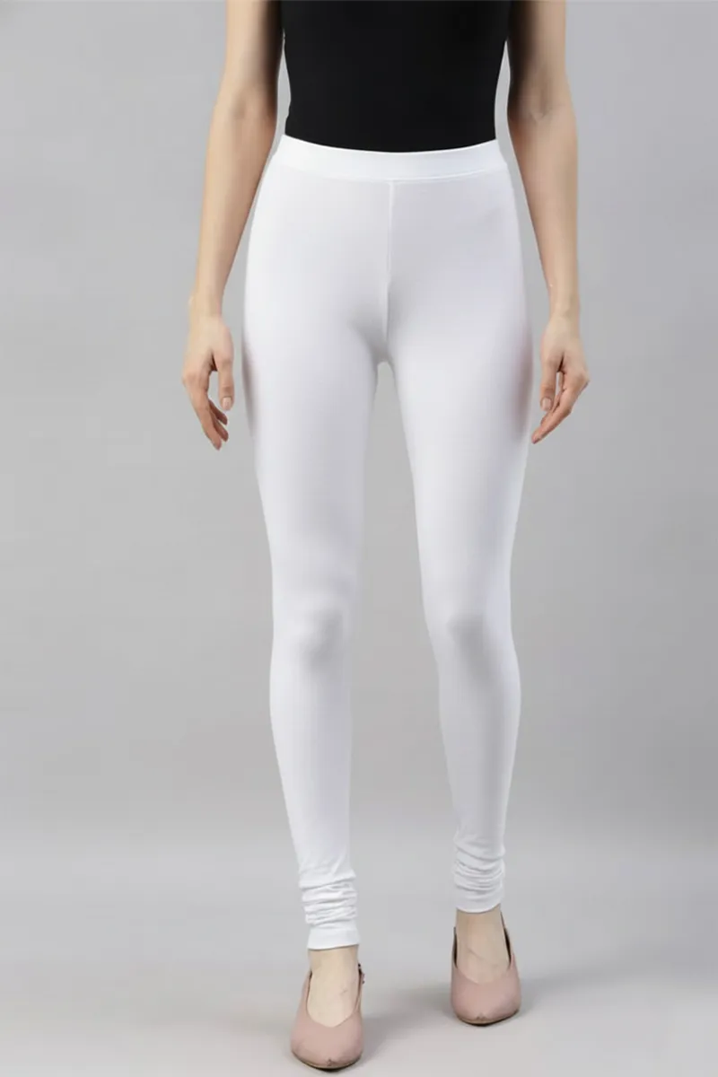 Cotton Stretchable Churidar Leggings for Women CLW00522WHISM