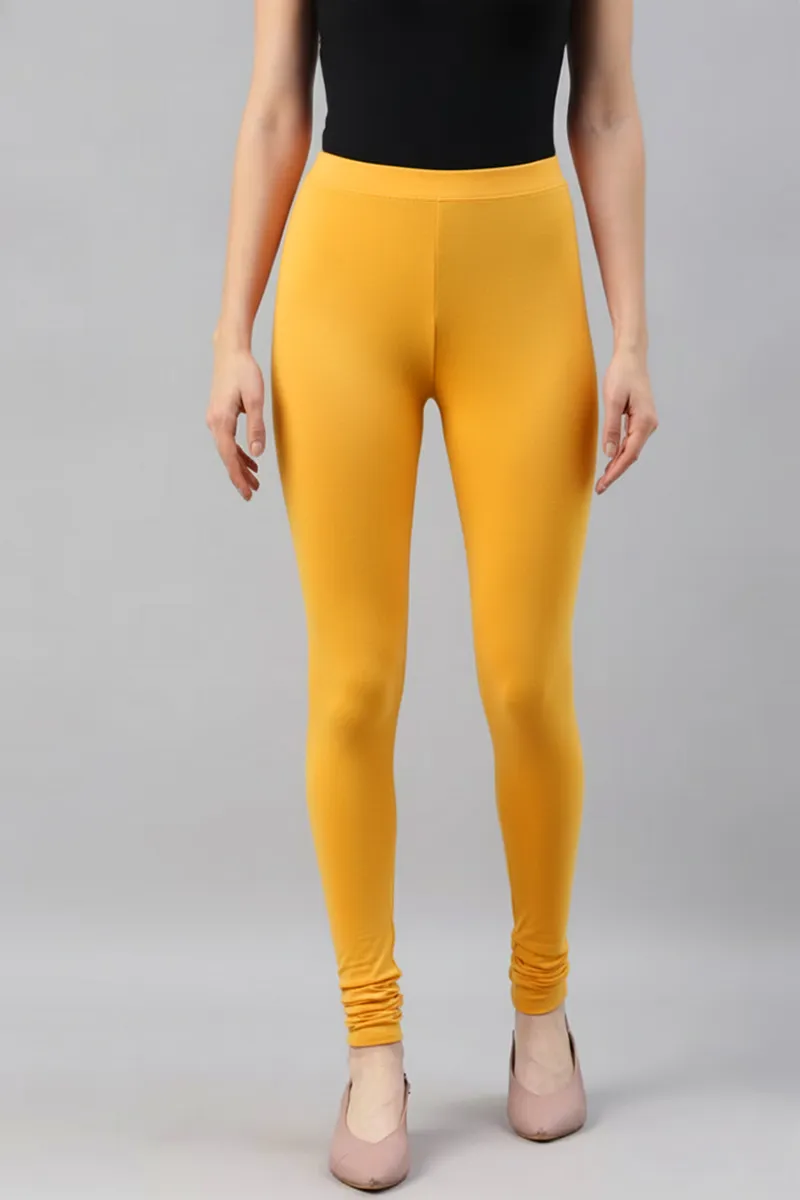 Cotton Stretchable Churidar Leggings for Women CLW00522YELL