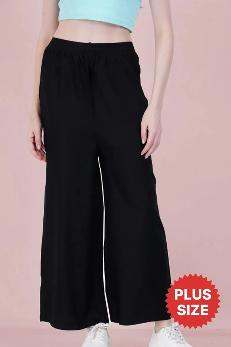 Rayon Solid Plus Size Palazo for Women CLW00523BLA45XL