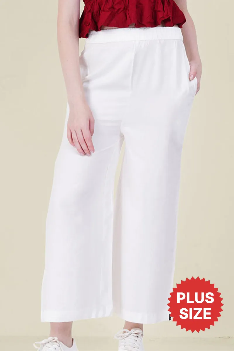 Rayon Solid Plus Size Palazo for Women CLW00523WHI45XL