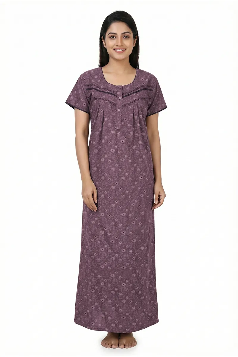 Cotton Floral Printed Nighty for Women CLW00527MAUL