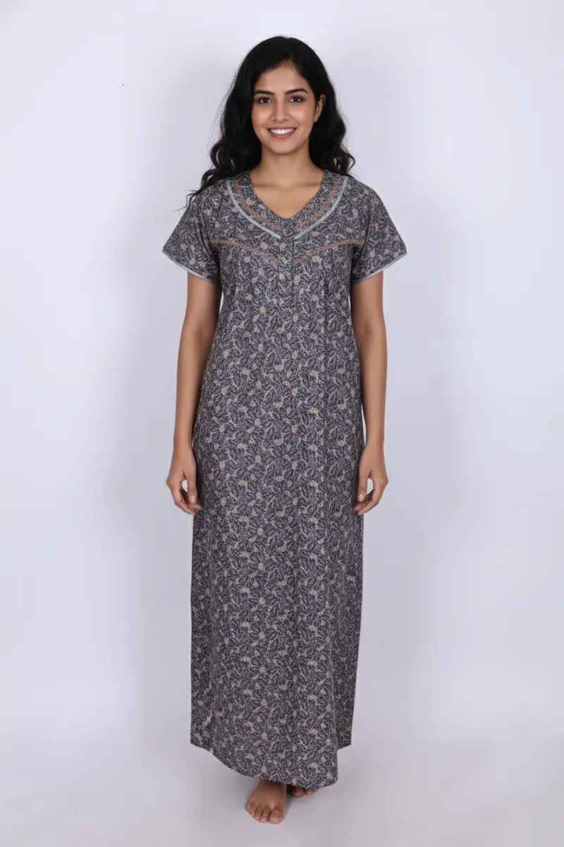Cotton Botanical Printed Nighty for Women CLW00534LIGBROL