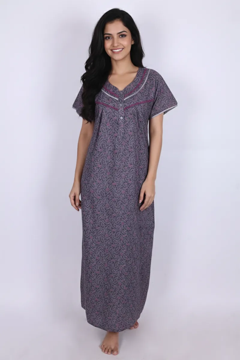 Cotton Botanical Printed Nighty for Women CLW00534MAUL