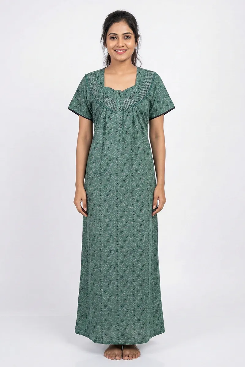 Cotton Floral Printed Nighty for Women 