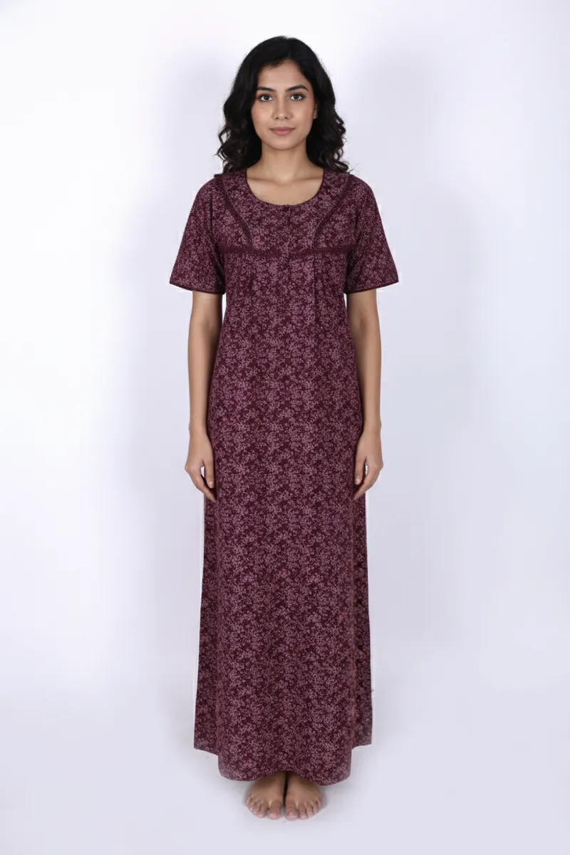 Cotton Floral Printed Nighty for Women CLW00548MAR3XL
