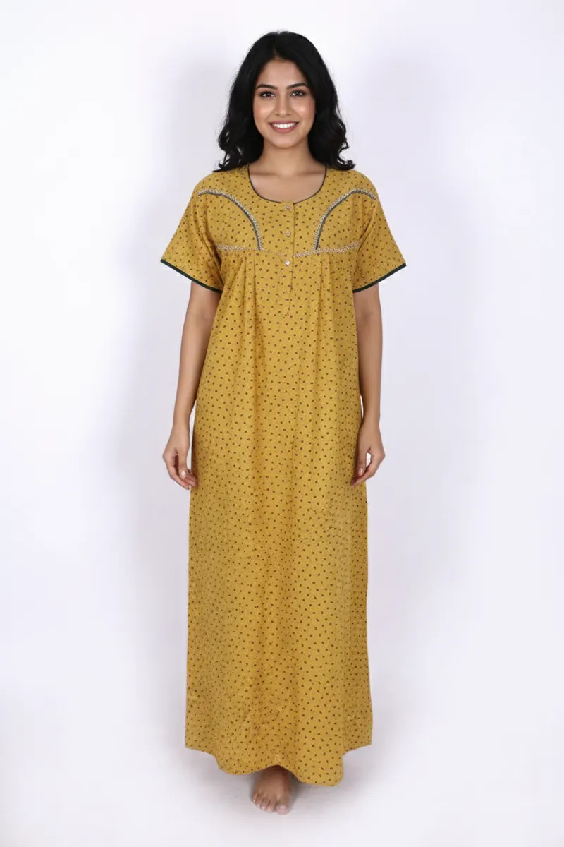 Cotton Floral Printed Nighty for Women 
