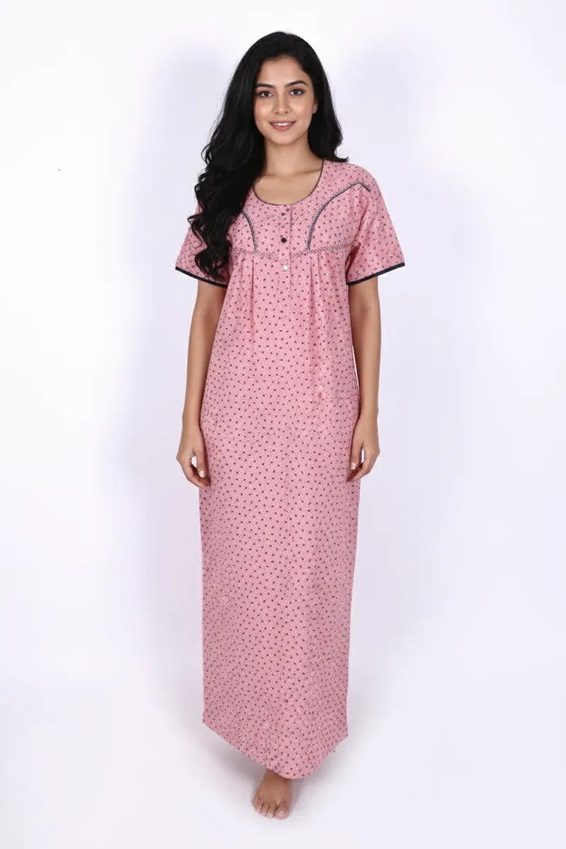 Cotton Floral Printed Nighty for Women CLW00551PIN3XL