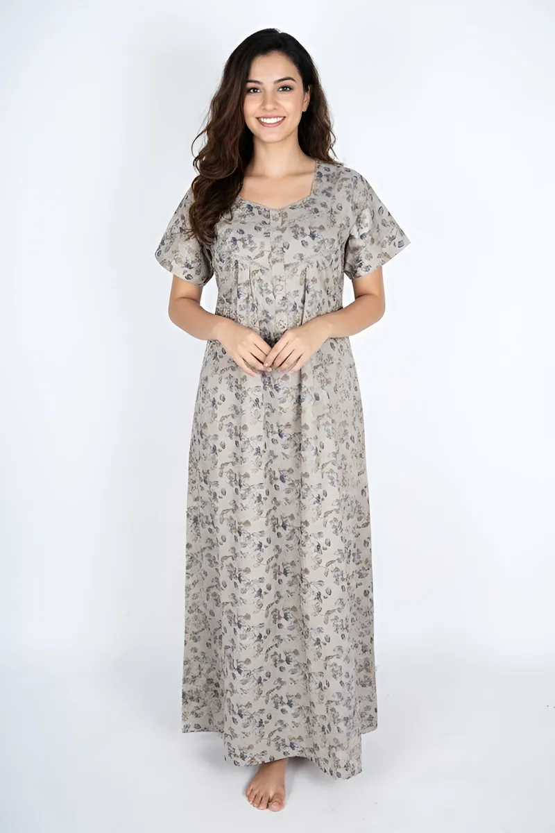 Cotton Floral Printed Feeding Nighty for Women 