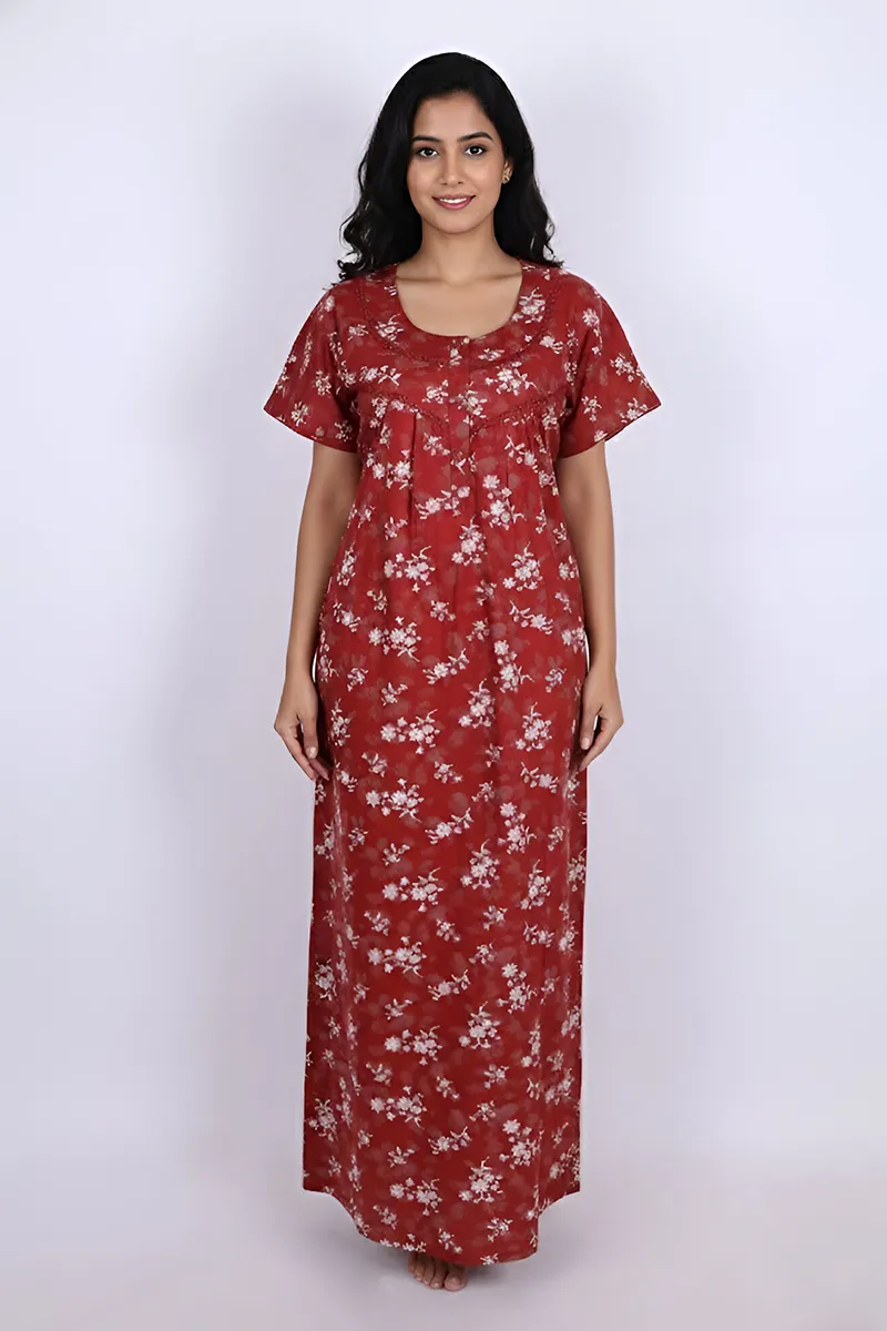 Cotton Floral Printed Feeding Nighty for Women CLW00560RUSXL