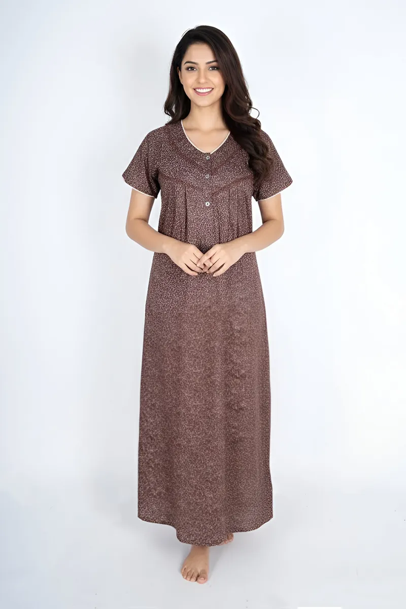Cotton Botanical Printed Feeding Nighty for Women CLW00563BROXXL