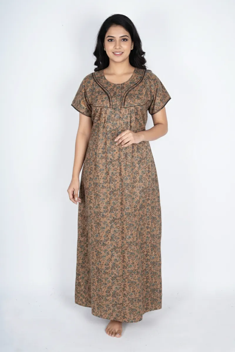 Cotton Floral Printed Nighty for Women 