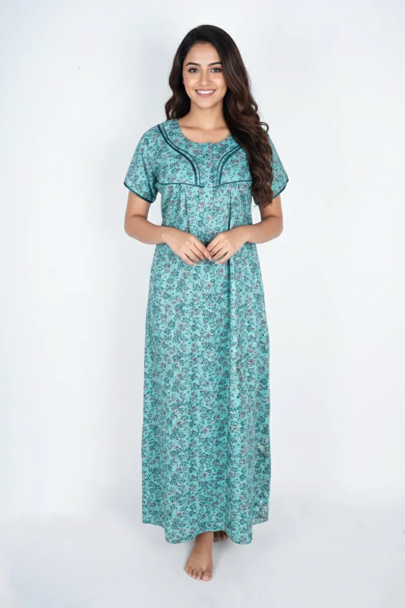 Cotton Floral Printed Nighty for Women 